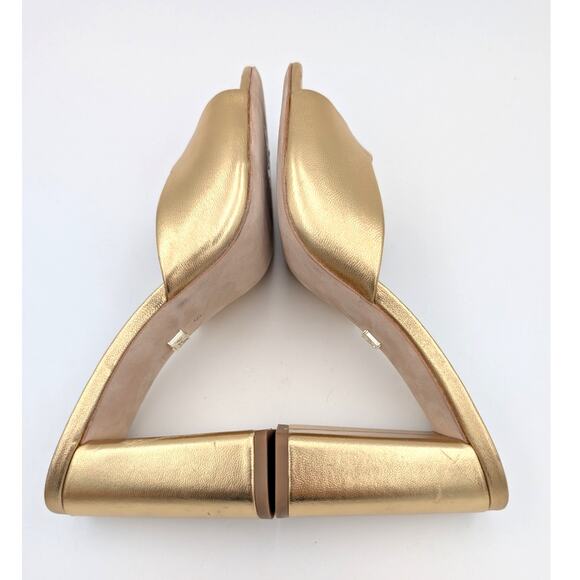 Badgley Mischka Cadence Women's Heeled Slide Sandal Leather Gold Size US9 EU40 - Picture 6 of 11